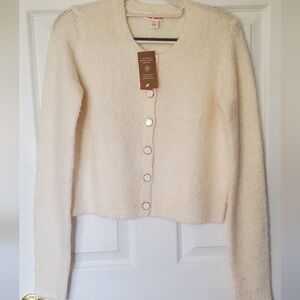 Cream Button-Up Women Sweater
